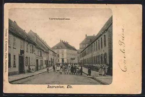AK Saarunion, Vierwindenstrasse, personnes dans la rue