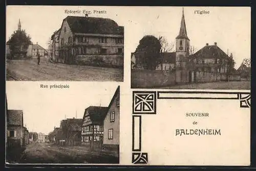 AK Baldenheim, Epicerie Eug. Frantz, Rue principale