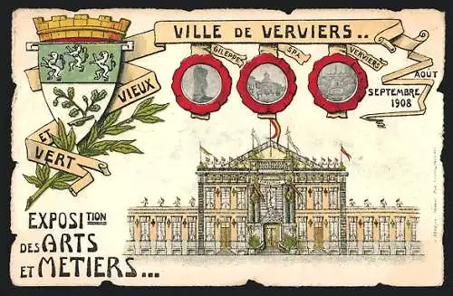 Lithographie Verviers, Exposition des Arts et Metiers 1908