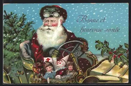 AK Weihnachtsmann fährt seine Geschenke mit dem Auto aus