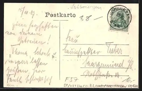 AK Gondrexange, Restauration zur Post v. Anton Huber, Ortsansicht mit Weiher und Kanal