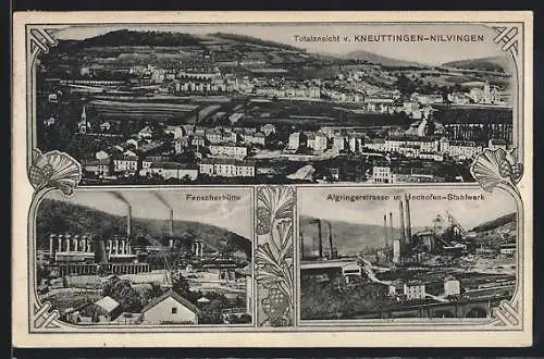 AK Kneuttingen-Nilvingen, Fenscherhütte, Algringerstrasse u. Hochofen-Stahlwerk