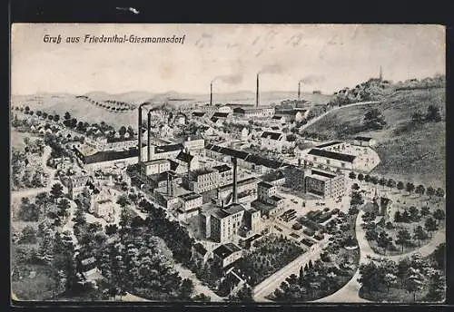 AK Friedenthal-Giesmannsdorf, Ortsansicht aus der Vogelschau