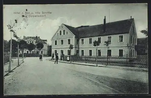 AK Bad Oppelsdorf, Hotel zum Bad und Villa Schröter