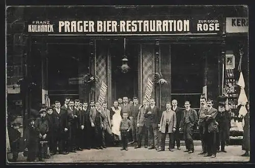AK Wien, Prager Bier-Restauration zur Gold-Rose v. Franz Kulhanek, Lerchenfelderstrasse 67