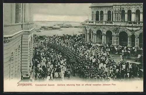 AK Singapore, Commercial Square, Soldiers returning from an official reception Johnson Pier