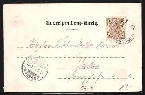Lithographie Reichstadt, Kais. Schloss, Erinnerung an die Kaiser-Manöver 1899, Totalansicht