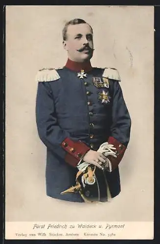 AK Fürst Friedrich zu Waldeck und Pyrmont in Uniform mit Orden