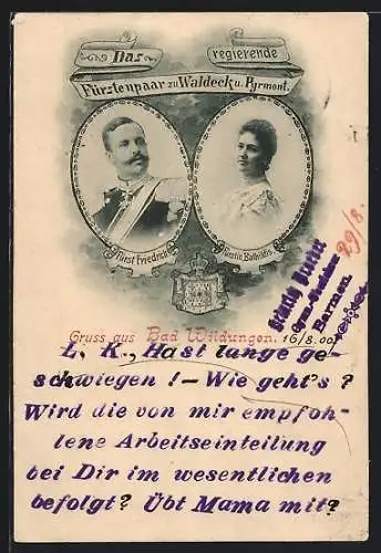 AK Fürst Friedrich und Fürstin Bathildis zu Waldeck und Pyrmont