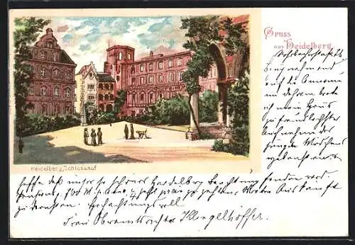 Lithographie Heidelberg, Im Schlosshof
