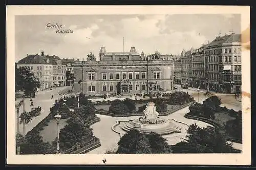 AK Görlitz, Postplatz aus der Vogelschau