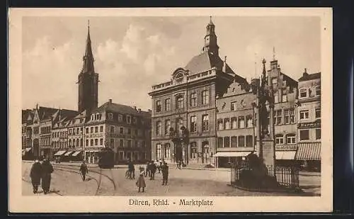 AK Düren / Rhld., Strasse am Marktplatz mit Restaurant zum Ratskeller