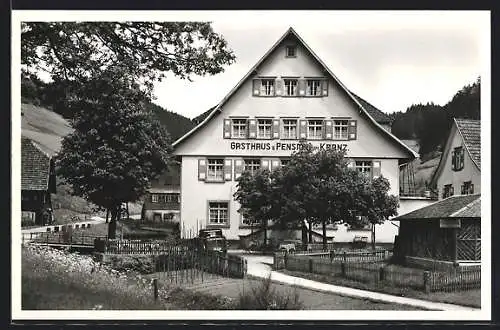 AK Bad Rippoldsau /Schwarzw., Gasthaus-Pension Kranz F. Gebele mit naher Umgebung