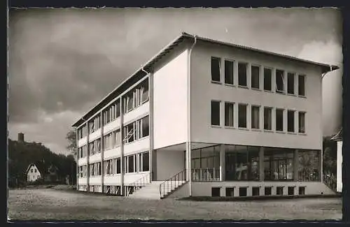 AK Hausach, Eisenbahnerschule mit Turmblick