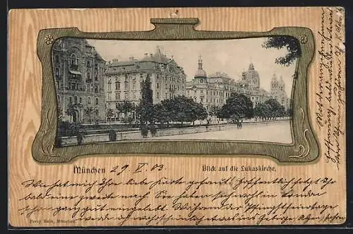 AK München, Blick auf die Lukaskirche