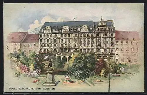 AK München, Strassenpartie am Hotel Bayerischer Hof