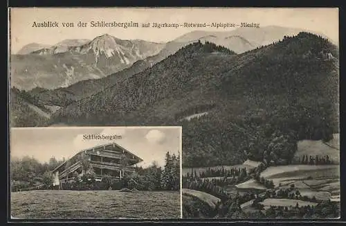 AK Schliersee, Schliersbergalm, Ausblick von der Schliersbergalm auf Jägerkamp