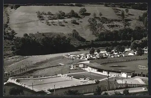 AK Wolfach /Schwarzwald, Schwimmbad mit Campingplatz aus der Vogelschau