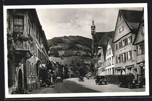 AK Wolfach /Schwarzwald, Gasthaus zum Hecht, Strassenpartie