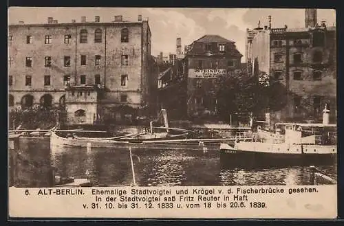 AK Berlin, Ehemalige Stadtvoigtei und Krögel v. d. Fischerbrücke gesehen