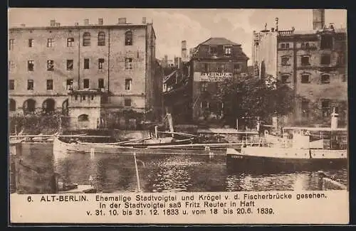 AK Berlin, Ehemalige Stadtvoigtei und Krögel v. d. Fischerbrücke gesehen