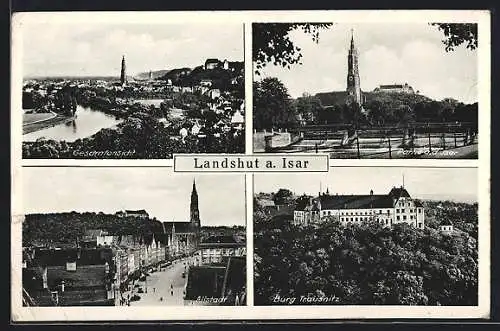 AK Landshut a. Isar, Gesamtansicht, Burg Trausnitz, Altstadt