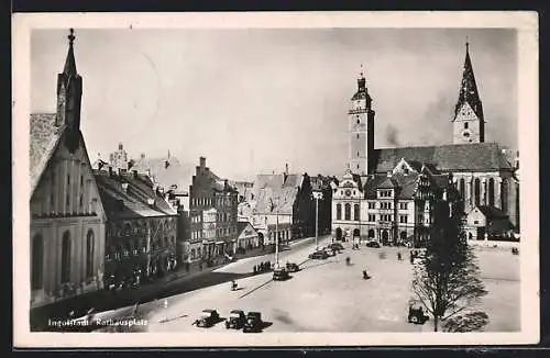 AK Ingolstadt, Rathausplatz aus der Vogelschau