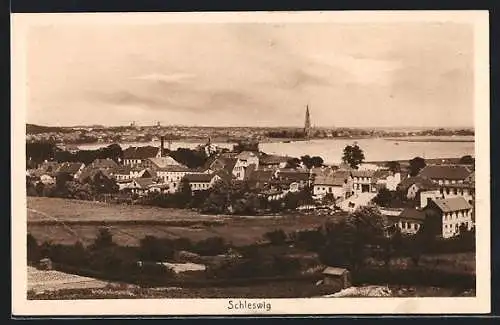 AK Schleswig, Ortsansicht mit Wasserblick aus der Vogelschau