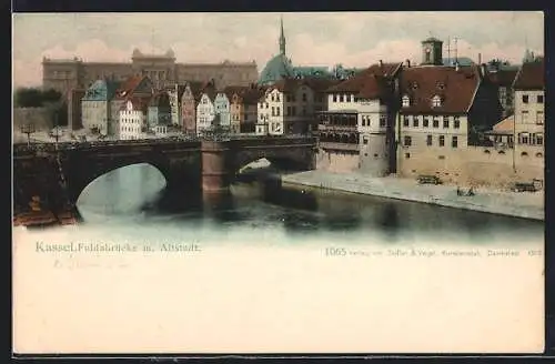 AK Kassel, Fuldabrücke mit Altstadt