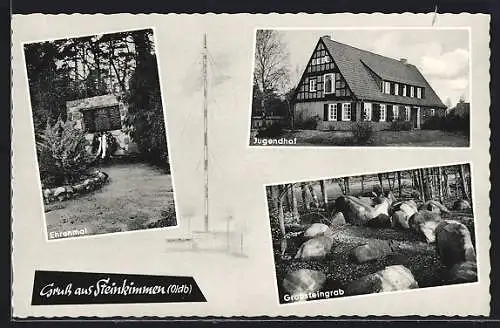AK Steinkimmen /Oldb., Ehrenmal, Grosssteingrab, Jugendhof