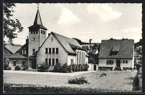 AK Balve im Hönnetal, Evgl. Kirche mit Garten