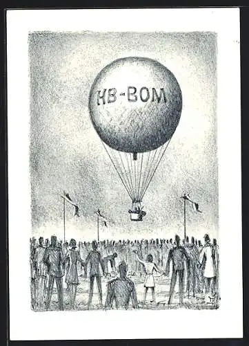AK Ballon HB-BOM, Stempel Ballonpost 1969
