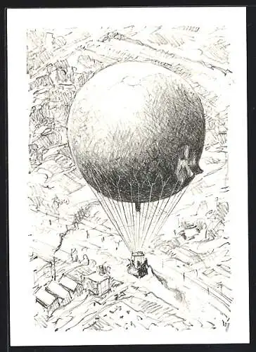 Künstler-AK Burgdorf, Ballon-Post zum Welttag der Invaliden 1966, Stempel Ballonpost 1966