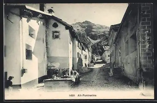 AK Pontresina, Strassenpartie in der Altstadt