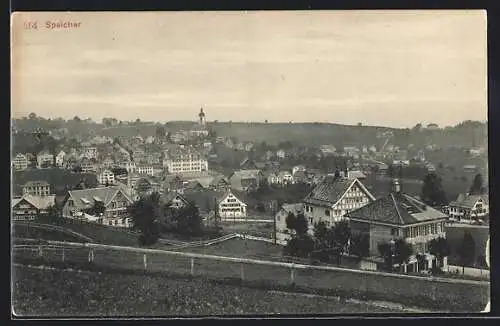 AK Speicher, Blick von der Bergwiese auf den Ort