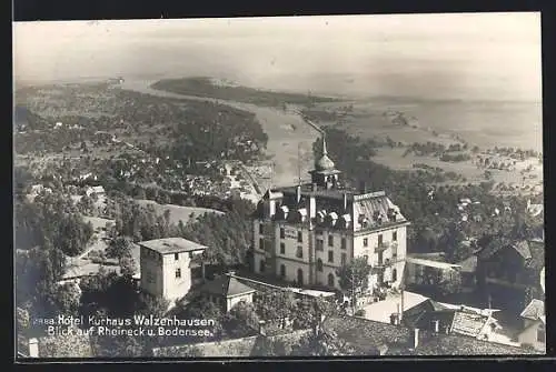 AK Walzenhausen, Hotel Kurhaus Walzenhausen mit Blick auf Rheineck und Bodensee