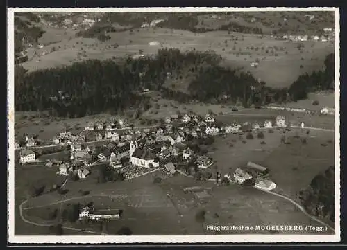 AK Mogelsberg, Teilansicht mit Kirche, Fliegeraufnahme