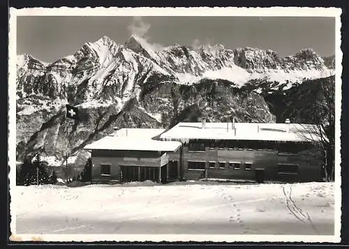 AK Flums-Grossberg, Ski- und Ferienheim Turnverein Alte Sektion Zürich im Schnee