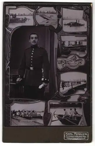 Fotografie Karl Honauer, Strassburg i. Els., Soldat in Uniform Pionier-Regiment Nr. 19 im Passepartout Soldatenleben