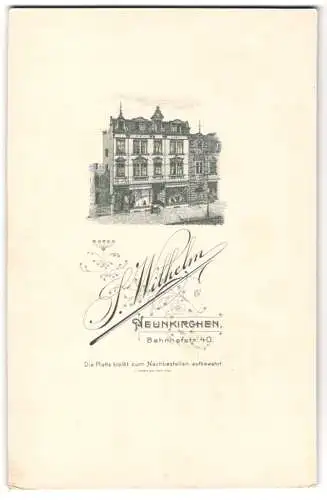 Fotografie S. Wilhelm, Neunkirchen, Bahnhofstr. 40, Ansicht Neunkirchen, Blick auf die Fasade des Ateliersgebäudes