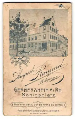 Fotografie August Rummel, Germersheim a. Rh., Königsplatz, Ansicht Germersheim a. Rh., Ateliersgebäude mit Glasfasade