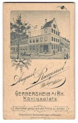Fotografie August Rummel, Germersheim a. Rh., Königsplatz, Ansicht Germersheim a. Rh., Atlier Eckhaus mit Glasatelier