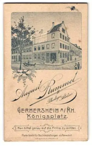 Fotografie August Rummel, Germersheim a. Rh., Königsplatz, Ansicht Germersheim a. Rh., das Atelier von aussen mit Glas