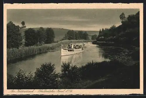 AK Königsberg, am Kodderstrauch, Ausflugsschiff auf dem Oberländischen Kanal