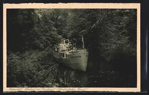 AK Oberländischer Kanal, Motorschiff Oberland im Duzkanal