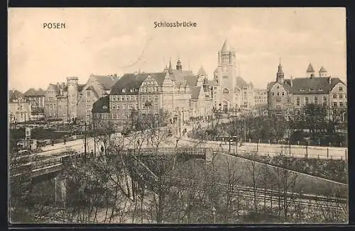AK Posen / Poznan, Blick nach der Schlossbrücke