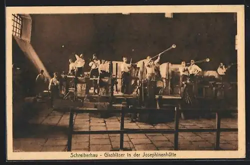 AK Schreiberhau, Glasbläser in der Josephinenhütte