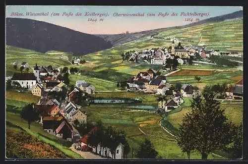 AK Oberwiesenthal, am Fusse des Keilberges, mit Böhmisch Wiesenthal