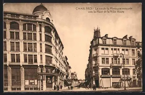 AK Charleroi, La rue de la Montagne restauree