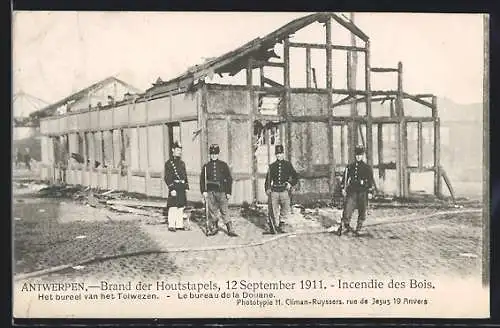 AK Antwerpen, Brand der Houtstapels 1911, Het bureel van het Tolwesen